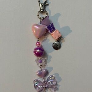 Charming Purple and Pink Beaded Keychain